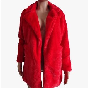 Red Faux Fur Coat